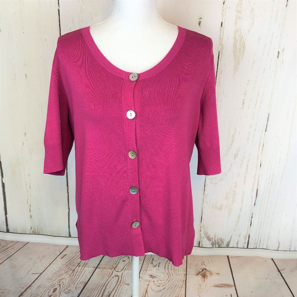 Chico's Cardigan Silk Blend Fuschia Purple